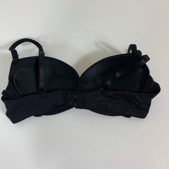 Black Fuchsia by Secret Lace LLC Black Sparkly Push-up Bra Black Size 36B - Picture 7 of 7